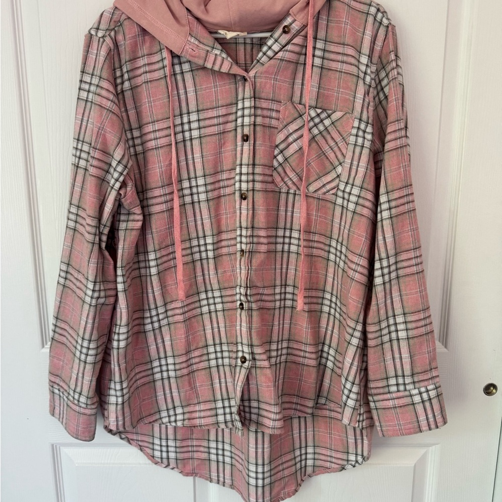 1.4.3. Story by Line Up Pink Plaid Hoodie